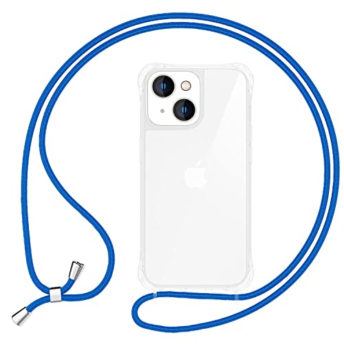 NALIA Necklace Case for iPhone 14 Plus, Transparent Hybrid Cover & Strap, HANGIT PRO (Anti-Yellow Back & Adjustable)