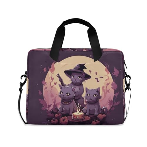 Sac ordinateur portable fin antichoc à bandoulière chatons Halloween