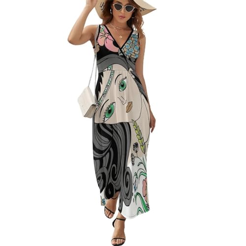 Robe longue d'été col V légère pour rester au frais sans manches