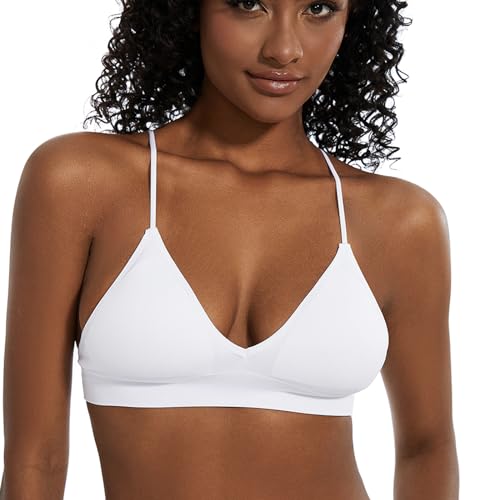 Image of Seamless Bra for Women Low Back Bralette Wirefree Spaghetti Bra with Padded Removeable