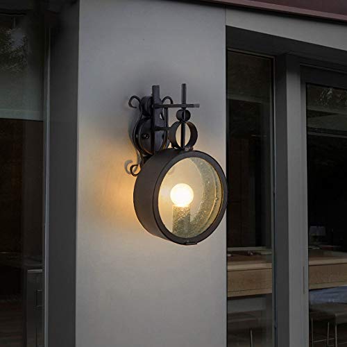 Lampe murale lanterne en verre transparente et appliques murales extérieures pays