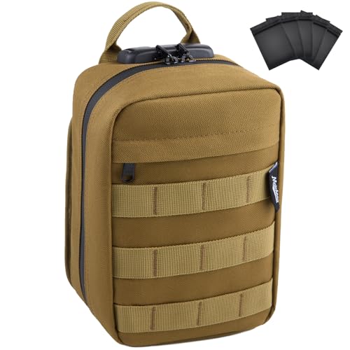 MAICHENG Storage Bag with Combination Lock Travel Medicine Lock Box Carbon Lined Tactical Molle Pouch Mini Money Organizer Container Case