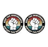 2 Pcs Keep the Immigrants Deport the Racists Pins, Anti-Deportation Pro-Immigrant Fist Round Button Pins, Men's and Women's Activity Metal Alloy Badges
