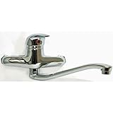 Sanixa ST0315 Küchenarmatur | Serie Poco | Wandmontage | Wand-Armatur | Messing | schwenkbar | Küche Spülbecken Waschbecken Armatur