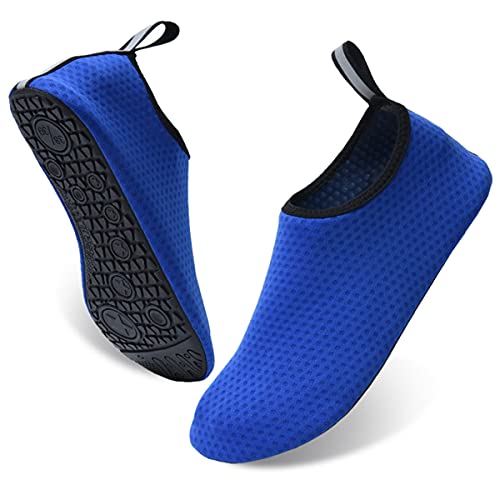 AUXDIQ Zapatos de Agua Hombre Mujer Escarpines Deportes Acuáticos Zapatos de Playa Calzado Surf Escarpines de Baño Azul 38/39 EU