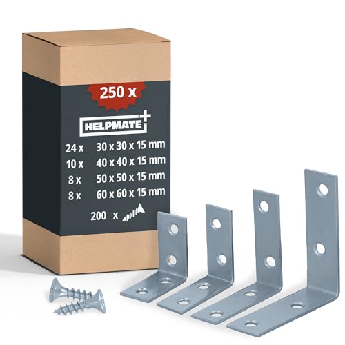 HELPMATE – Stuhlwinkel-Set mit 50 Winkel + 200 Schrauben – Winkelverbinder galvanisch verzinkt – Möbelwinkel mit Korrosionsschutz, stabil & langlebig – einfache Montage