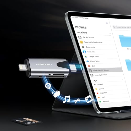 Image of Kinsound Metal Body 4 in 1 with OTG, SD&TF Card Reader for iPhone with Type C,Lighting,Portable Memory Card Reader.Compatible with TF,SD,SDHC,SDXC,MMC,RS-MMC,Micro SDXC for iPhone & Android Phone