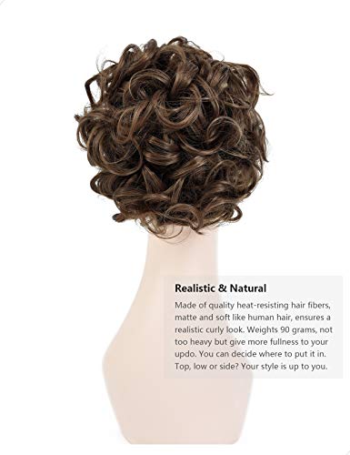 Yamel Chignon Hairpiece Curly Bun Scrunchie Extensions Synthetic Updo Combs in Messy Bun Hair Piece for Women Light Brown - Image 4