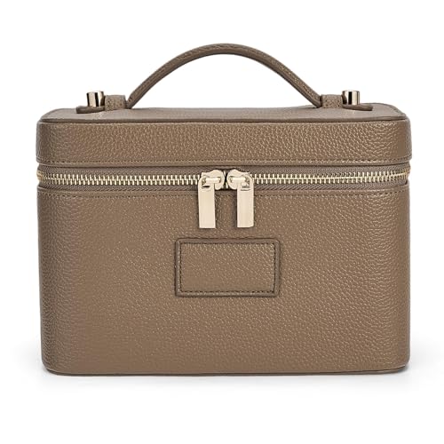 Image of HiTotes Makeup Bag Vanity Case for Women Leather Vanity Bag Travel Toiletry Bags Makeup Organizer with Removable Divider for Daily Use