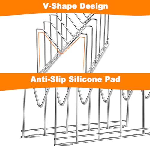 image for Durmmur 3 Pack Pot Lid Organizer for Cabinet, Stainless Steel Pot Lid 