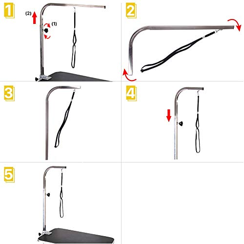 Polar Aurora Pingkay Heavy Duty Stainless Steel Pet Professional Dog Bone Pattern Foldable Grooming Table W/Adjustable Arm & Noose & Mesh Tray (32”) #TOP6