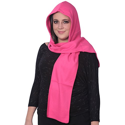 Unisex-Adult Soft Hoodie Scarf Combination 2-in-1 to Be Warm, Ideal for Winter or Fall, Pink