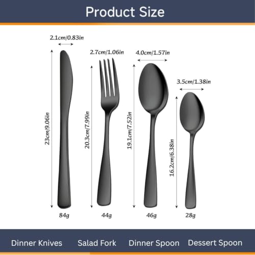 Image of Clovis Stainless Steel Flatware Set 12 Pieces, Titanium Plated Mirror Finish, Cutlery Set for 3 with Knife Fork Spoon and Teaspoon, Black