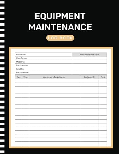 Equipment Maintenance Log Book: Daily Preventive Care of Machinery For Repairs, Service, and Maintenance Record Book ( 105 Pages 