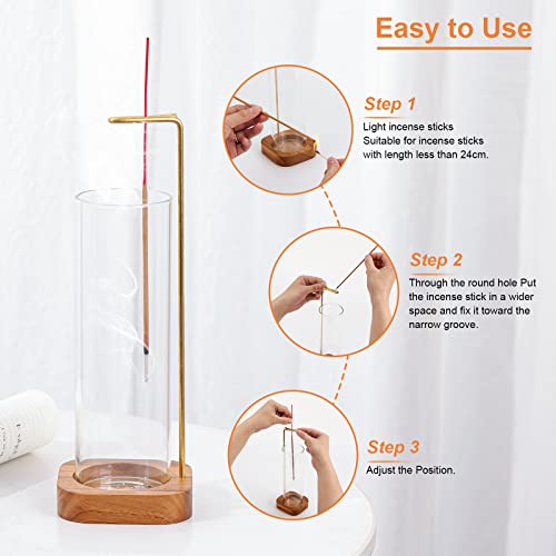 Incense Holder, Modern Incense Burner With Glass Ash Collector Anti-Ash Flying Incense Sticks Holder For Home Decor Yoga Meditation #TOP2