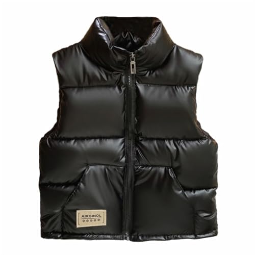 Boys Girls Puffer Vest Stand Up Zip Up Sleeveless Jacket Winter Warm Outwear with Pockets - Main Image