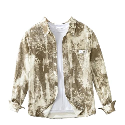 Vintage Printing Casual Shirt for Men Spring Autumn Cotton Long