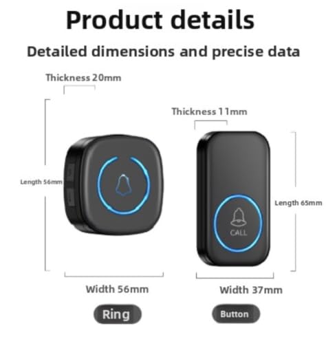 Timbre inalámbrico de exterior impermeable con un botón y 2 receptores 2