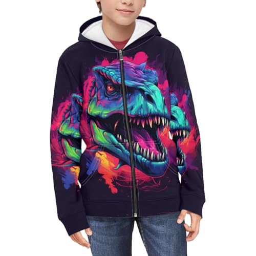 Full Zip Up Graphic Animal Hoodies for Boys Casual Athletic Hooded Jacket with Pocket3