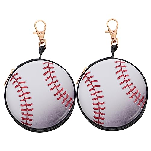 BESTYASH 2pcs Baseball Coin Purse Zipper Change Pouch Small Bag for Travel Storage Organizer