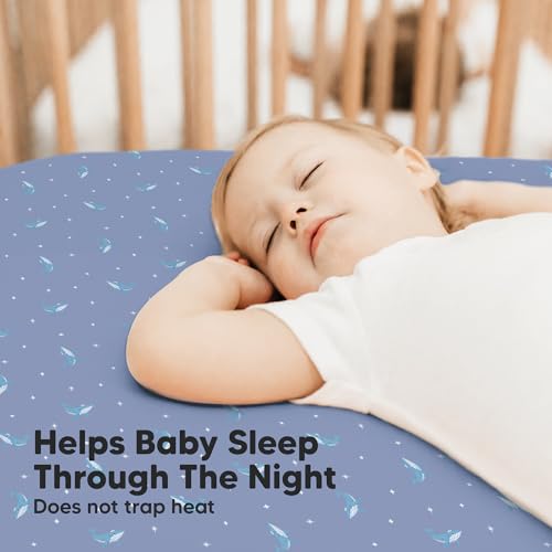 Image of KeaBabies 2pk Baby Crib Sheets for Boys Girls, 52x28 Fitted (Marine Muse) | Viscose Derived from Bamboo, Toddler Bed Sheets Neutral, Fitted Crib Mattress Sheet for Standard Baby Bedding, Soft, Cozy
