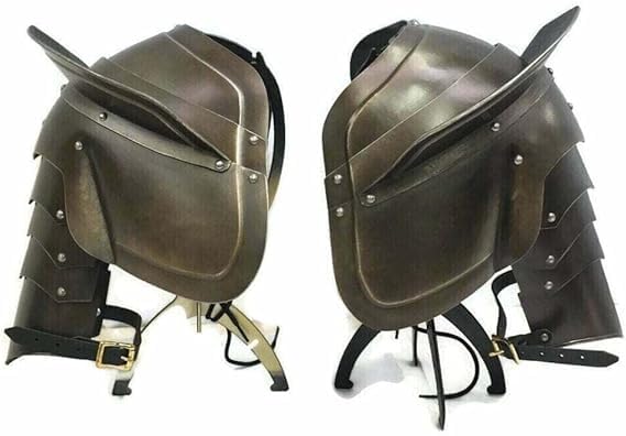 Hombreras de acero medieval 18GA con acabado pulido transparente para LARP