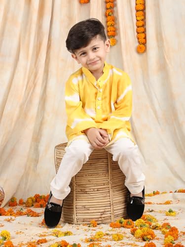 Image of POLKA TOTS Boys Cotton Ethnic Kurta Pajama Set with Attached Koti | Ethnic Motif Wear Kids Kurta Pyjama for Boys & Toddlers | Traditional Dress for Weddings & Festivals | Festive Jubba Set for Babies