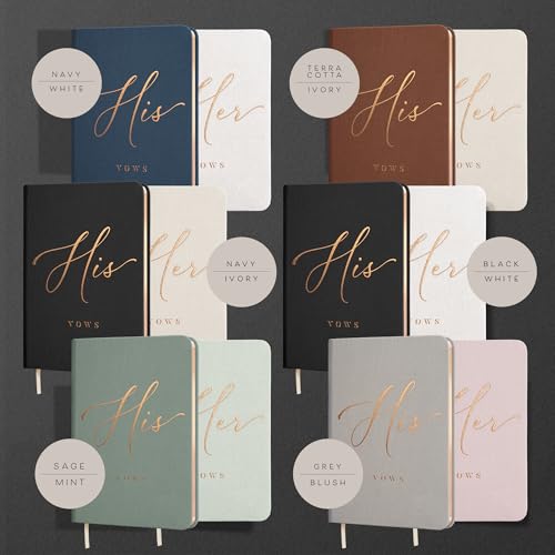 Image of ARTESORI Vow Books His and Hers - Linen Wedding Vow Books Perfect as Bride & Groom Gifts, Wedding Registry Ideas - His & Hers Gifts Wedding Vow Book - Wedding Essentials & Accessories [White & Black]