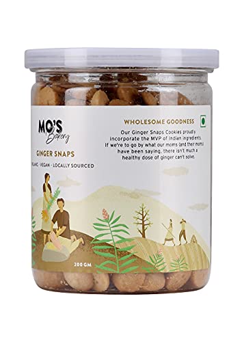 Image of Mo's Ginger Snaps, 200 G| Vegan | Gut Friendly Ginger Snap Cookies for Kids and Adults | 100% Natural & Preservatives Free