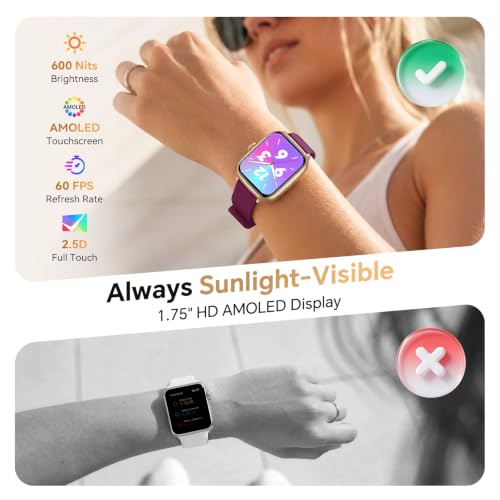 Image of Woneligo Smart Watch for Women Android & iPhone [40mm 3 Bands, Rose Purple]