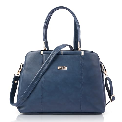 Image of ADISA two tone handbag 3 compartments shoulder bag for women and girls with sling belt (AD4084)