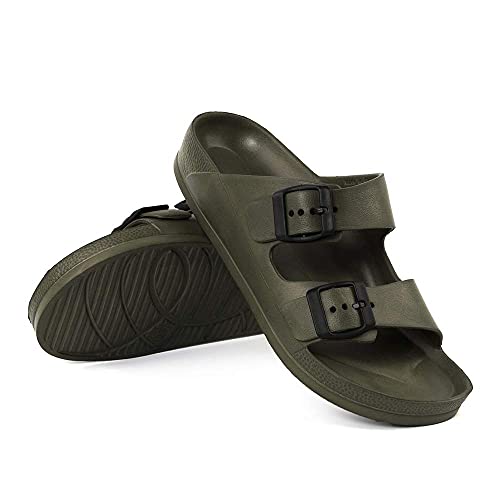 Image of Luffymomo Women's Eva Double Buckle Slides Sandals | Soft Footbed Adjustable Slip on Sandals, Comfortable Summer Beach