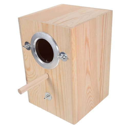 HANABASS 箱 木の鳥の巣 ペット フィーダ 木のインコの巣 インコ供給 木の鳥小屋 インコ用の鳥のおもちゃ 庭の鳥の家 ケージ用の鳥の巣 木製