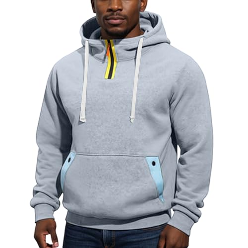 Mens 1/4 Zip Pullover Hoodie Trendy Casual Slim Fit Drawstring Long Sleeve Hooded Sweatshirt with Pockets
