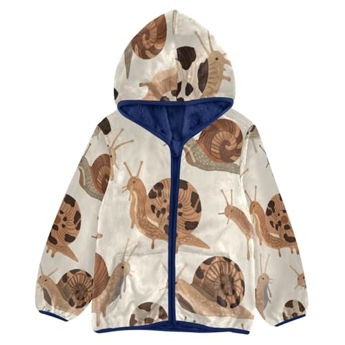 Snail Pattern with Cow Spots Toddler Fleece Jacket Girl Boys Hooded Fleece Jacket Coat Warm Outwear Zip-up 3-10T