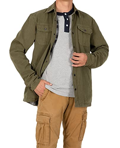 Image of ZENTHACE Men's Full Flannel Lined Shirt Jacket, Heavy Washed Rugged Cotton