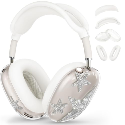 Coque bling pour AirPods Max - Accessoires de protection transparents étoiles en TPU souple