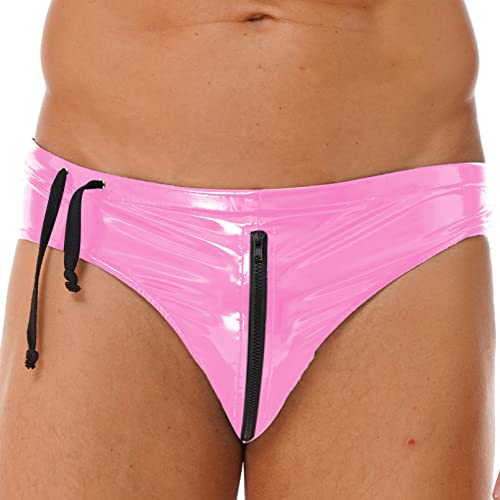 Mens Metallic Thongs Sissy Bulge Pouch Panties Low Rise Zipper Briefs Boxers Shorts Underwear