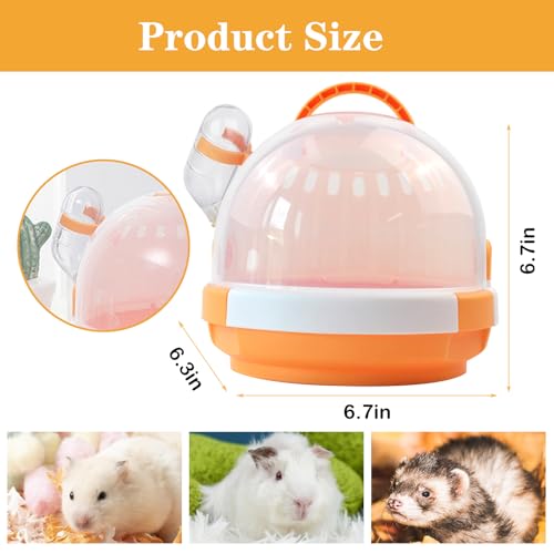 hamster carrier cage with water bottleportable dwarf hamster travel carrier plastic guinea pig carrier small animal breathable outdoor cage for hamsters chinchillas hedgehog orange