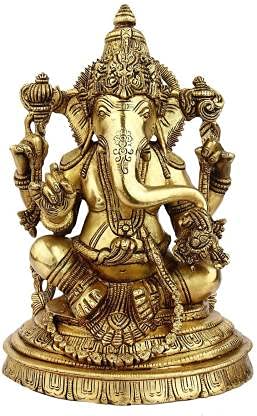 Idole de Ganesha en laiton brillant Devyom G94, statuette artisanale d'exception