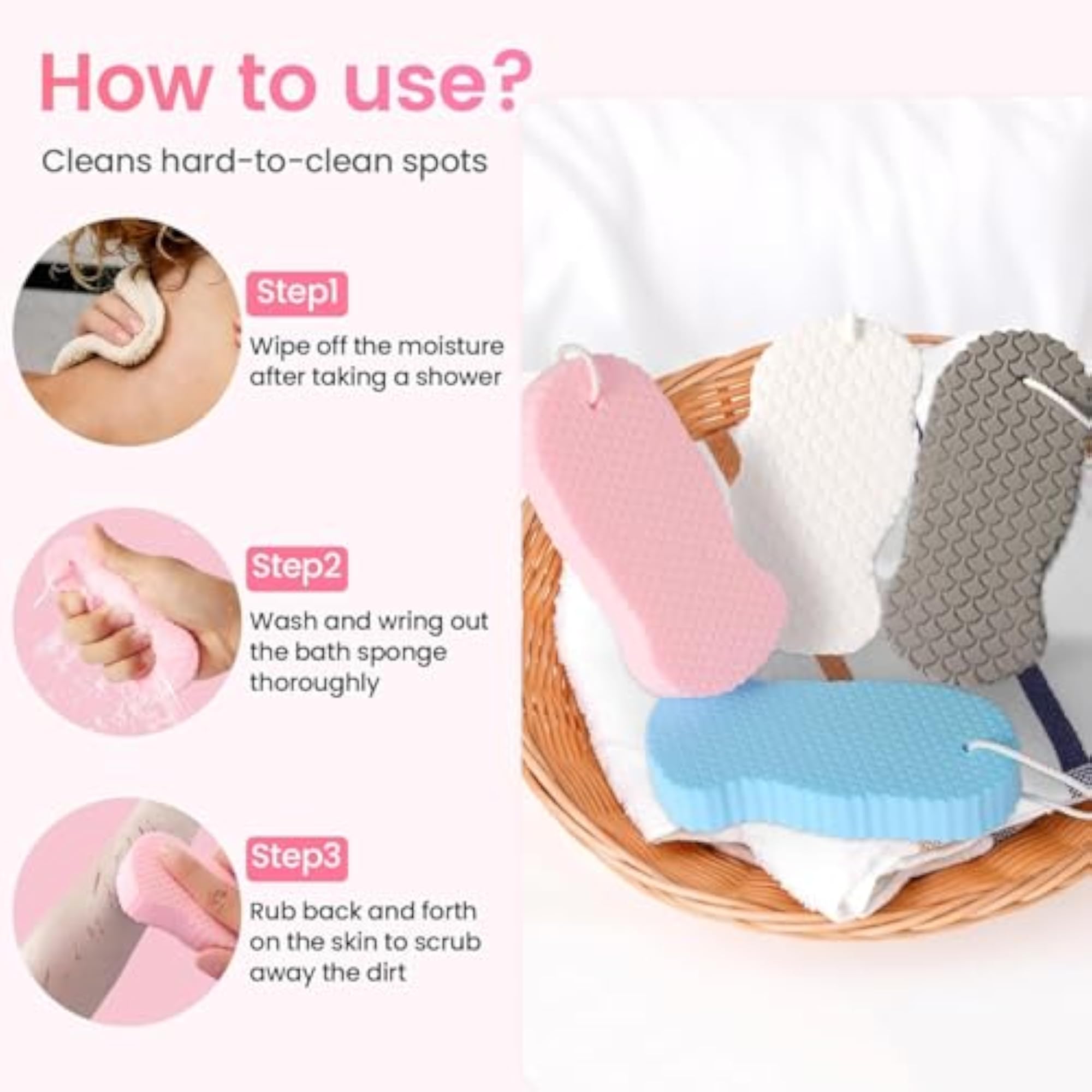 2 Pcs Magic Exfoliating Bath Sponge, Gentle Dead Skin Remover