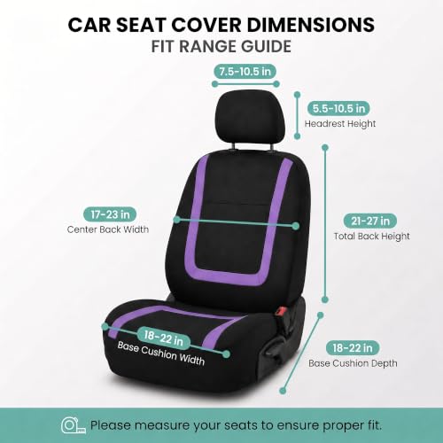 Image of FH Group Car Seat Covers Front Set in Cloth - Car Seat Covers for Low Back Car Seats with Removable Headrest,Universal Fit,Automotive SeatCovers,Washable Car SeatCover for SUV,Sedan,Van Purple