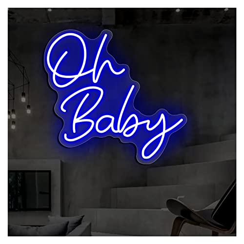 YHQKJ Neon Lights Signs Oh Baby Neon Signs LED Neon Light Transparent Acrylic Dimmable for Wall Decor Indoor Bar Birthday Party Wedding Girl Boy (Color : Blue, Size : 43x45cm(17x18in)) Cover
