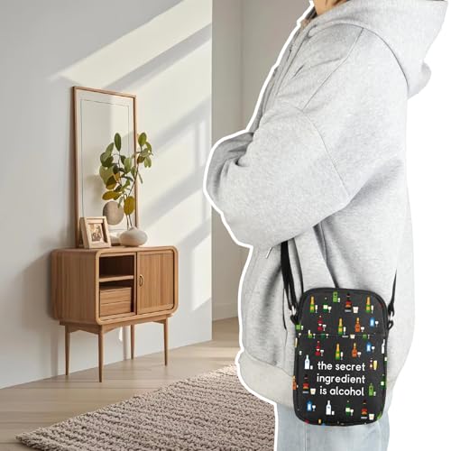 MBMSO Bartender Crossbody Bag the Secret Ingredient is Alcohol Themed Gifts for Alcohol Lovers Cocktail Small Crossbody Purse4