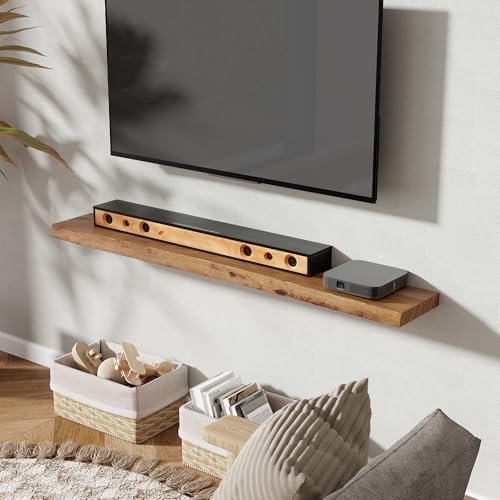 Image of Fun Memories 55 inch Wall Mounted Floating Shelves, Natural Elm Wood, 1 Pack