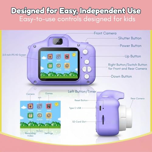 Image of Toy Imagine Unicorn Kids Digital Camera, 48MP Photos, 1080p Video, 2-InchScreen,Rechargeable,Extended Storage,Mini Camera with Games,Filters,Birthday Gift for Kids 6-12,Assorted Card Not Included