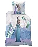 100 % Baumwolle Renforce / Linon Qualität (Ganzjahres-Bettwäsche) mit Reißverschluss am Decken-Bezug und Kopfkissen-Bezug tolle Bettwaesche mit Blume-n, Eis-kristalle und Schnee-Flocken mit Kissen