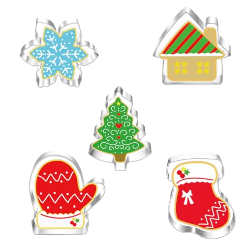 EYVRPAU 5 pièces emporte-pièces biscuits de Noël en acier inoxydable Décoratifs pour gâteaux biscuits pâtisserie