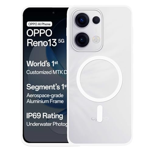 Image of amazon basics Luxury Paper Thin Case Cover for Oppo Reno 13 | Matte Finish | Compatible with magsafe | (White, Oppo Reno 13)