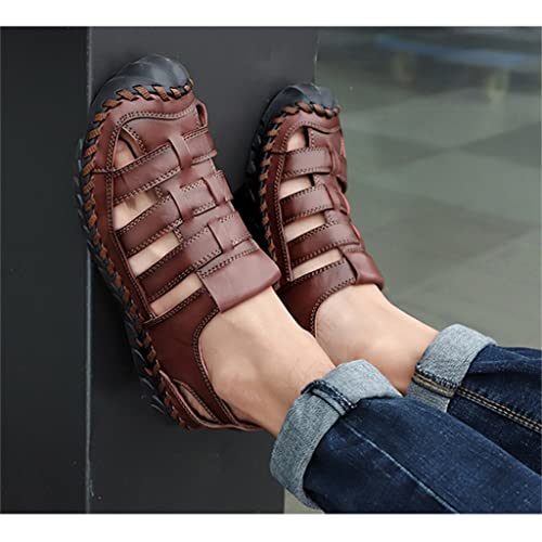 Shoes Men Genuine Leather Men's Sandals Beach Flat Leisure Sandals Outdoor Casual Shoe(40)3